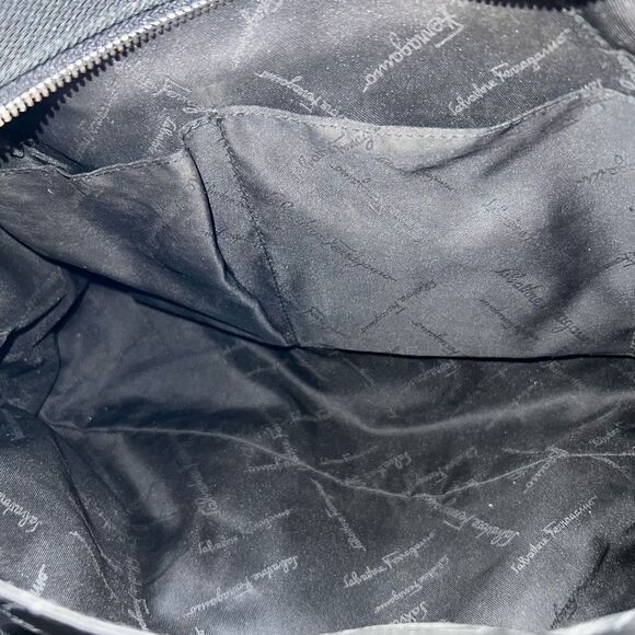 Salvatore Ferragamo Gancini Black Nylon and Patent Leather Shoulder Bag - Picture 13 of 16